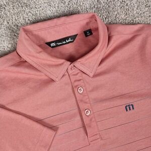 Travis Matthew Medium Coral Pink Nailhead Mens Polo Hunter's Green C.C.